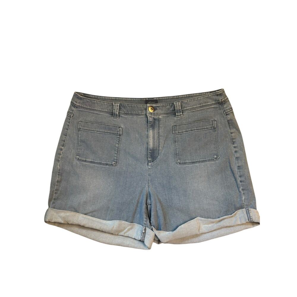 J JILL Denim Womens Cuffed Cut Off Denim Blue Jean Shorts Size 16